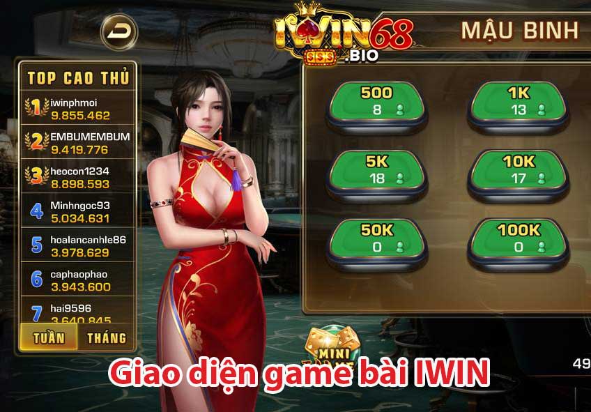 Giao diện game bài IWIN