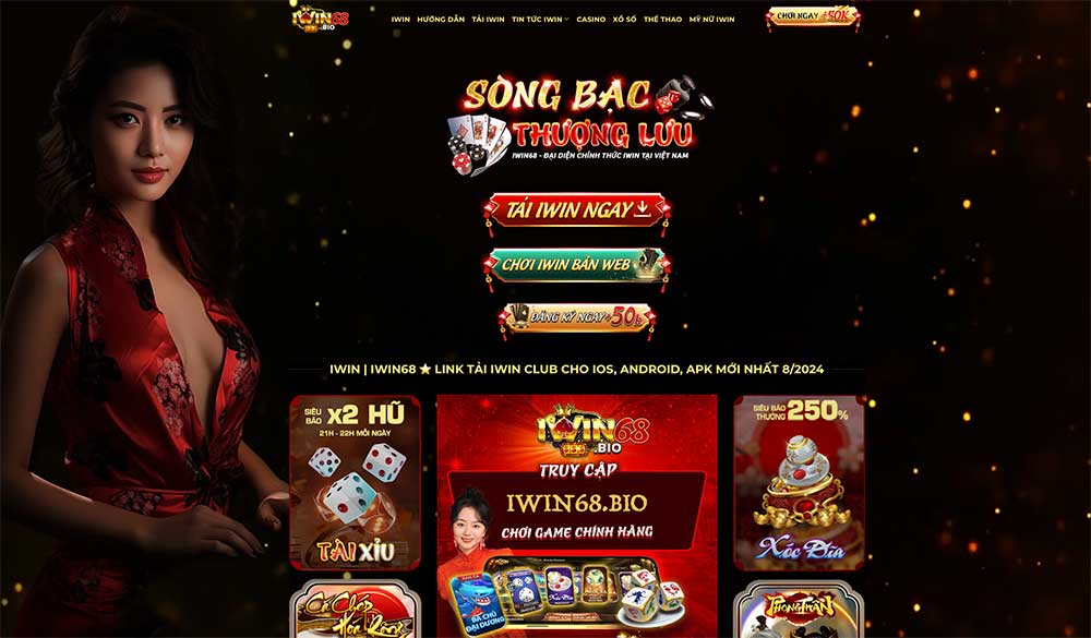 Giao diện trang chủ website IWIN68.BIO