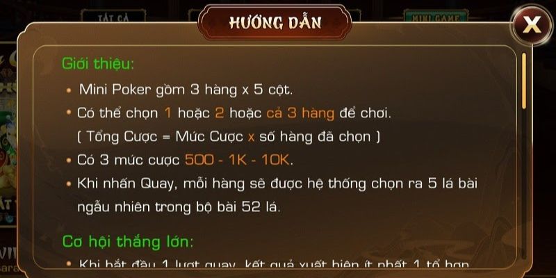 Luật chơi cơ bản của Mini Poker